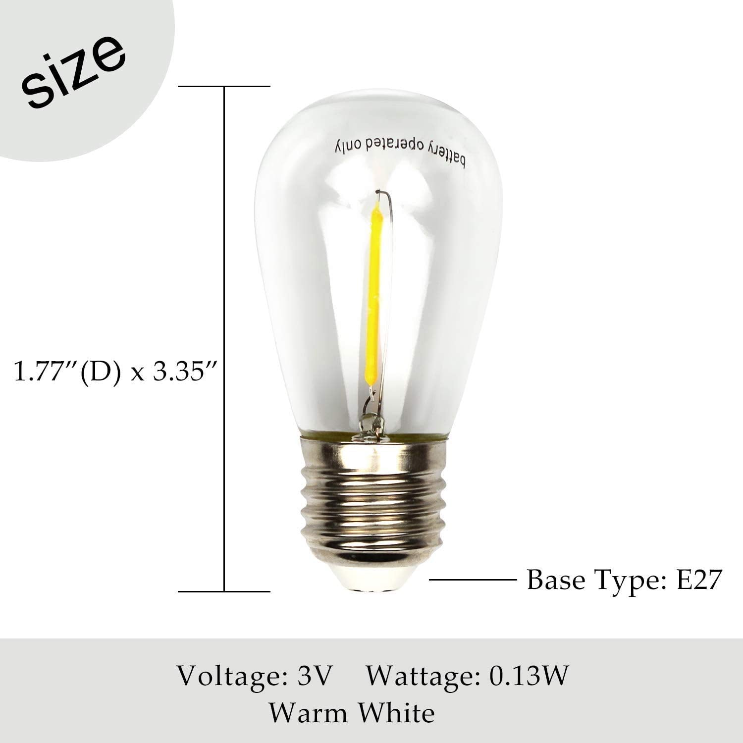 MJ PREMIER LED Light Bulb E27 Base Replacement Bulbs 3V Customized Special Table Lamp Battery Operated Warm White Light(45 * 85)