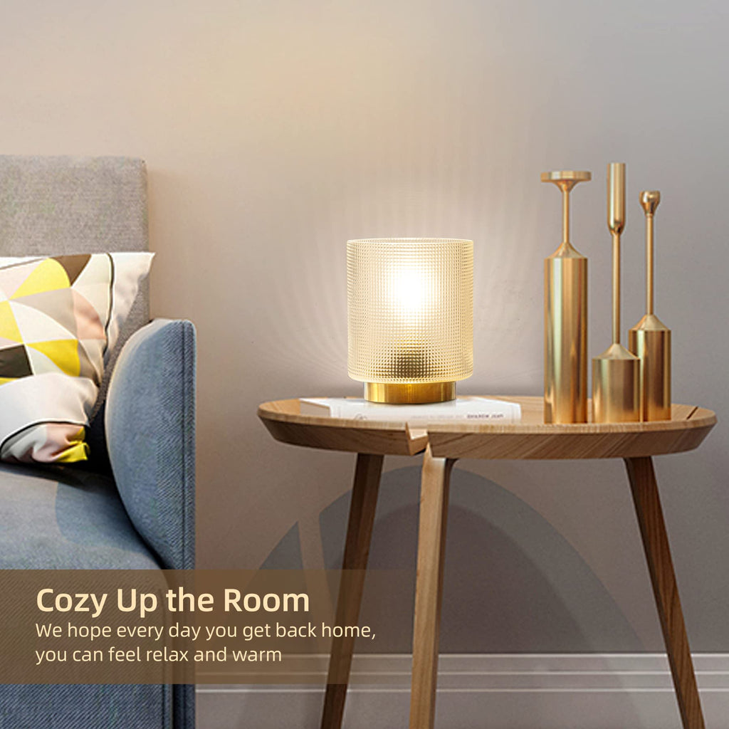 Battery Operated Lamp with Timer, Glass Cordless Lamp for Power Outage, Decorative Small Accent Lamp for Area No Plug, Battery Powered Lamp for Corner/Entryway/Stairway/Bathroom/Fireplace(Clear)