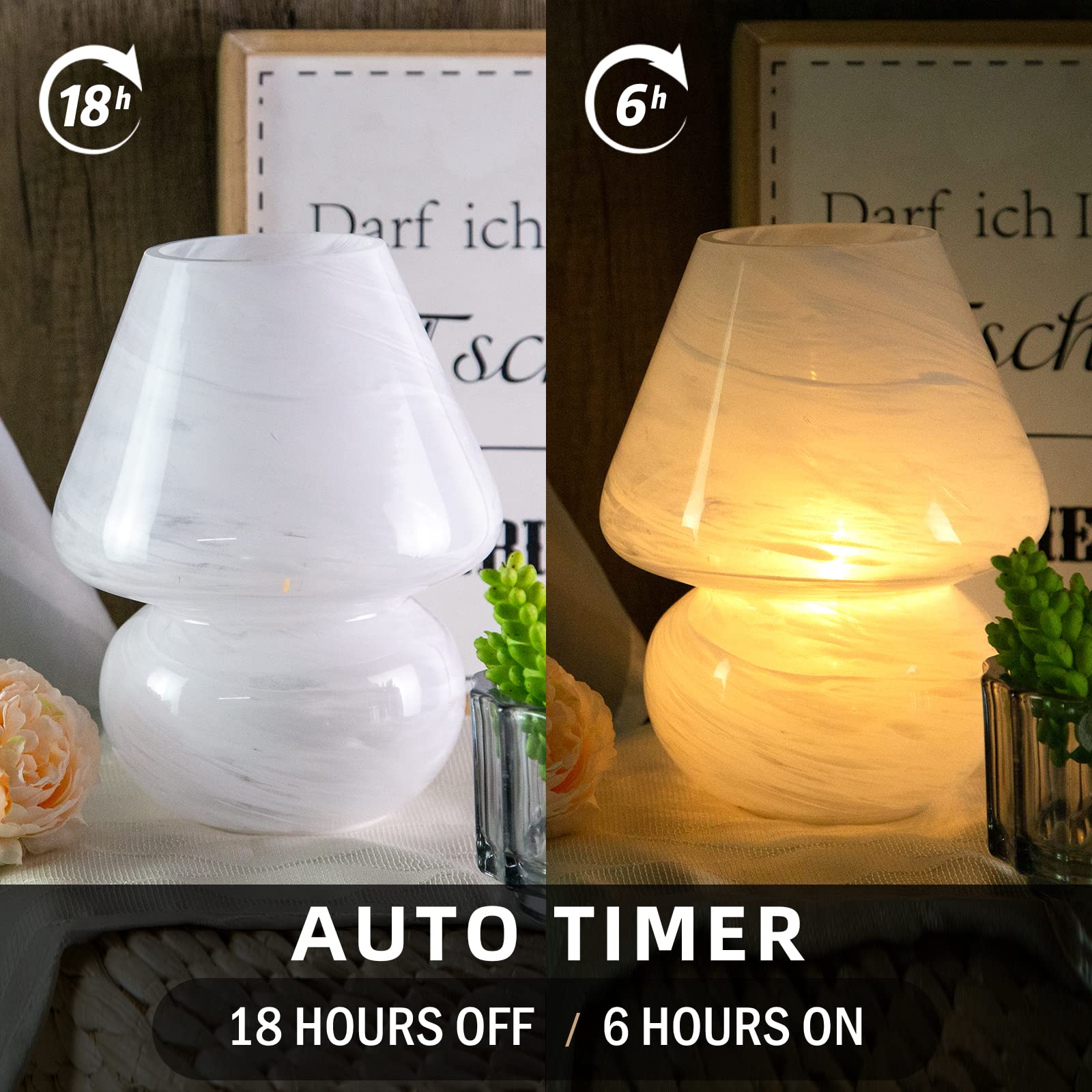 Battery Operated Table Lamps Timer, Cordless Lamp with LED Bulb for Power Outage, Mushroom Lamp for Area No Plug, Decorative Lamp for Tabletop/Corner/Entryway/Stairway/Bathroom/Fireplace(Cloud)