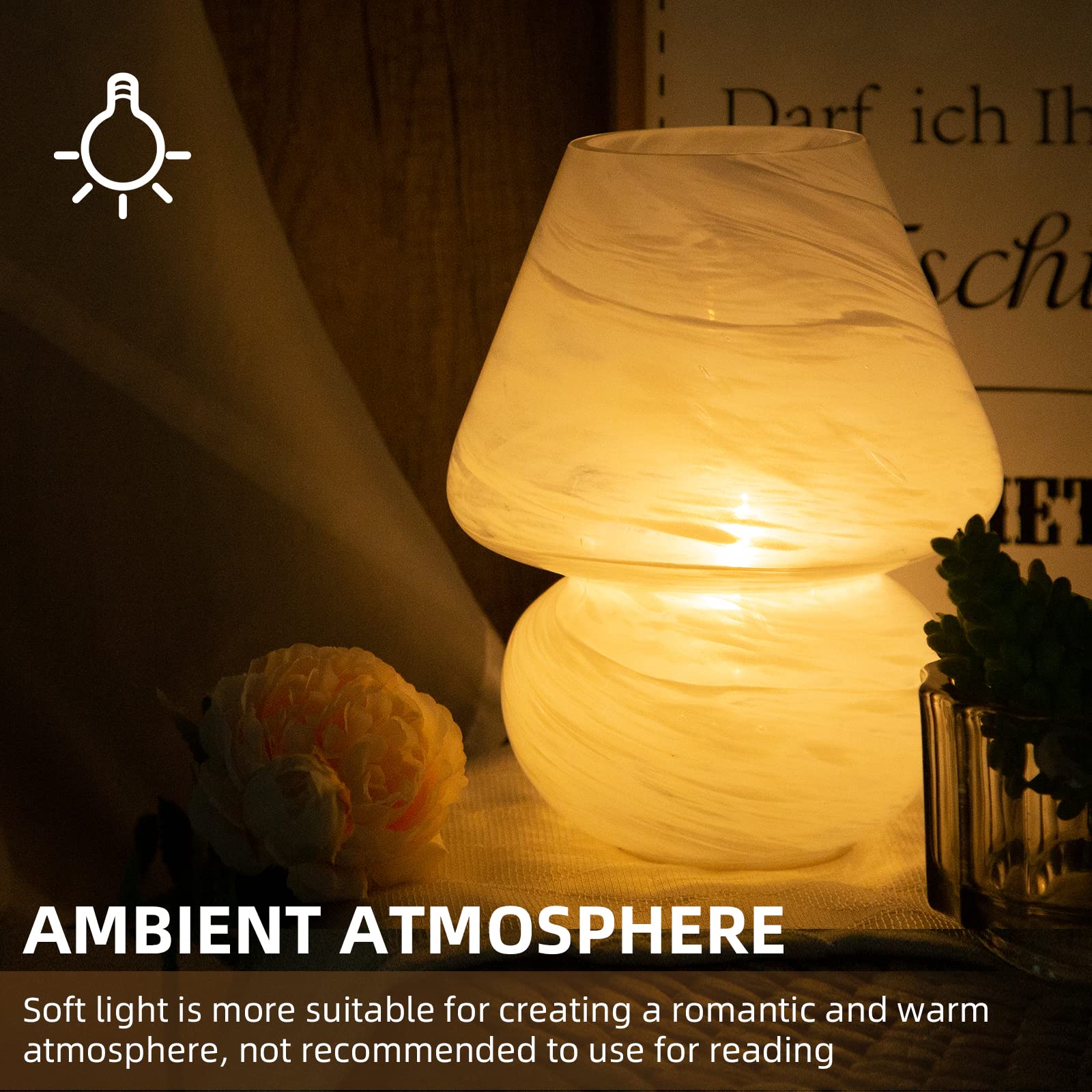 Battery Operated Table Lamps Timer, Cordless Lamp with LED Bulb for Power Outage, Mushroom Lamp for Area No Plug, Decorative Lamp for Tabletop/Corner/Entryway/Stairway/Bathroom/Fireplace(Cloud)
