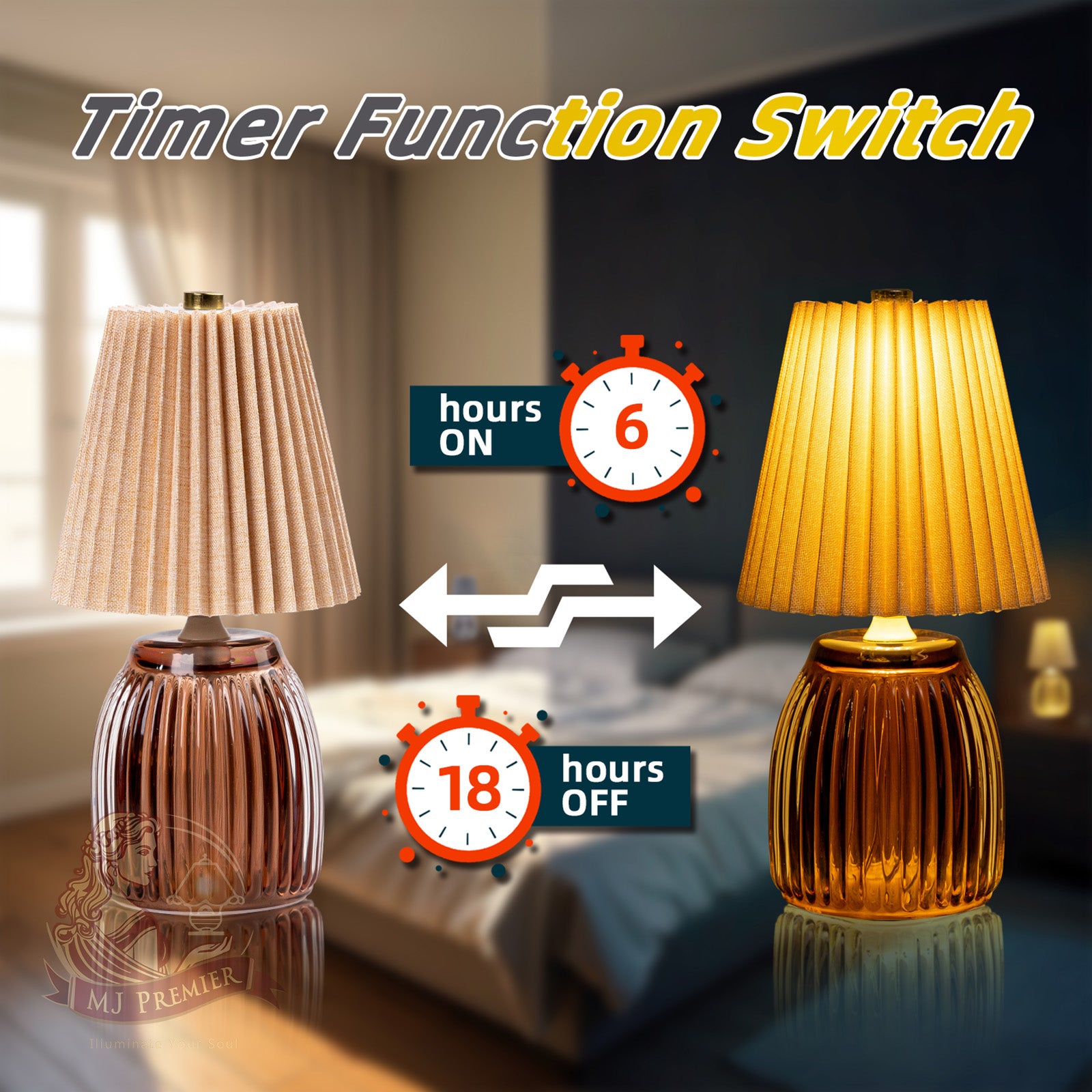 MJ Cordless Lamps with Timer Battery Operated Pleated Lamp Shade for Home Decor Emergency Battery Powered Small Lamps for Livingroom Bedroom Home Decor Beige