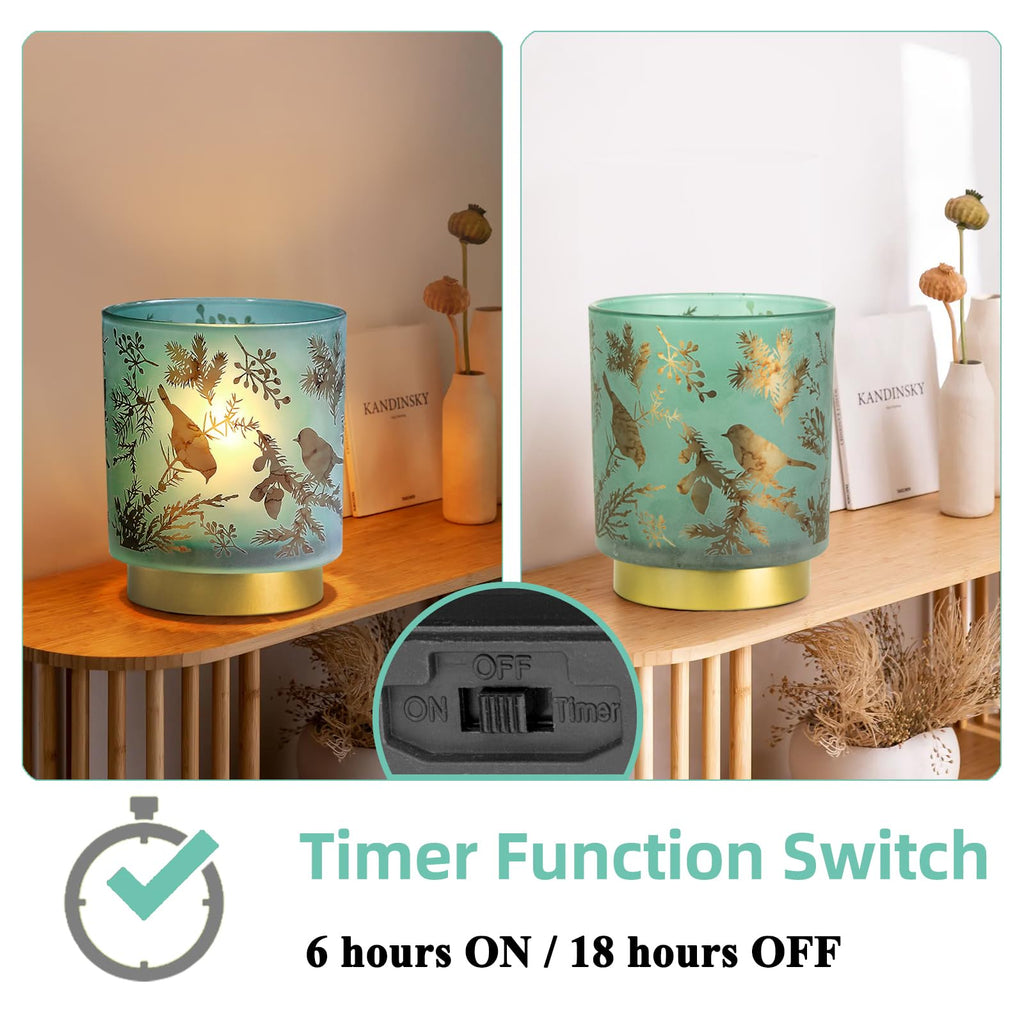 Battery Operated Cordless Lamp Timer, BIG 7'' Battery Powered Table Lamp, Emergency Lamp for Area No Plug/Hurricane, Decorative Bird Accent Lamp for Kitchen Counter/Entryway/Bathroom/Shelf/Living room