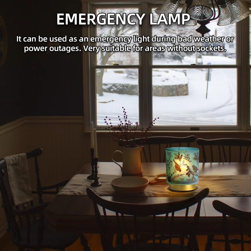 Battery Operated Cordless Lamp Timer, BIG 7'' Battery Powered Table Lamp, Emergency Lamp for Area No Plug/Hurricane, Decorative Bird Accent Lamp for Kitchen Counter/Entryway/Bathroom/Shelf/Living room