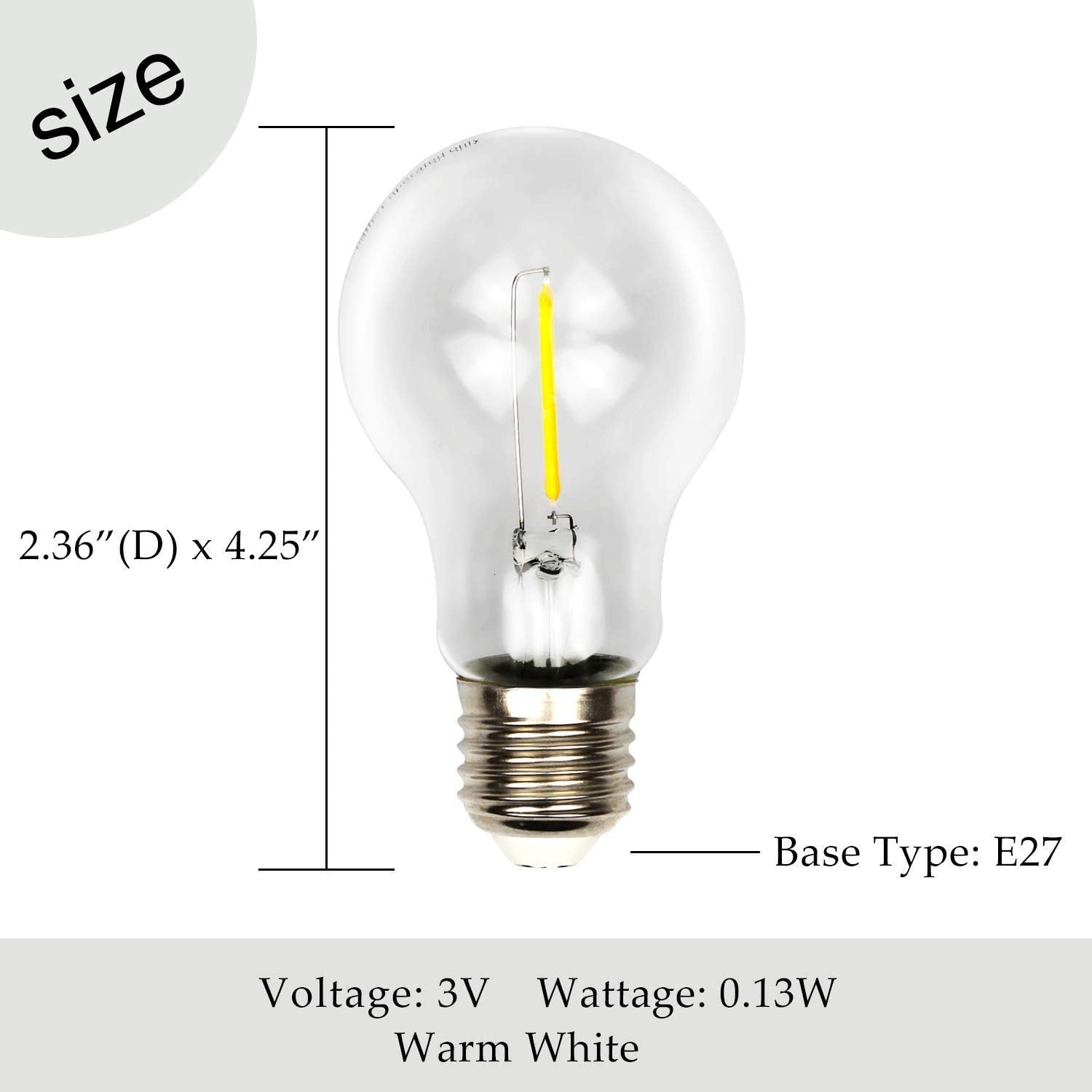 MJ PREMIER LED Light Bulb E27 Base Replacement Bulbs 3V Customized Special Table Lamp Battery Operated Warm White Light(45 * 85)