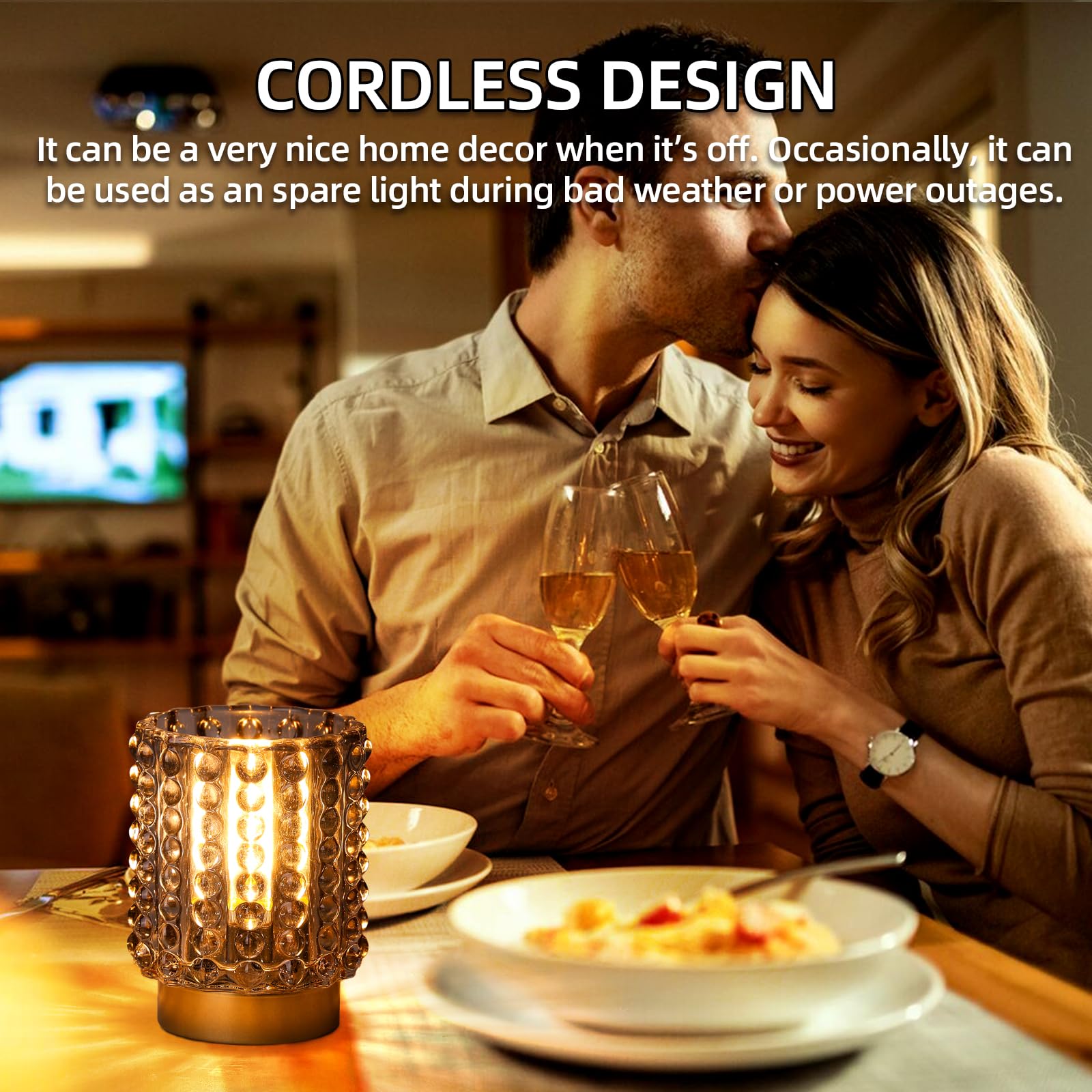 Battery Operated Mini Crystal Table Lamp with Timer - Cordless for Home Decor, No Outlets Required - Glass Battery Powered Lamp for Entryway, Bedroom, Bathroom, Shelf, Corner (Yellow)
