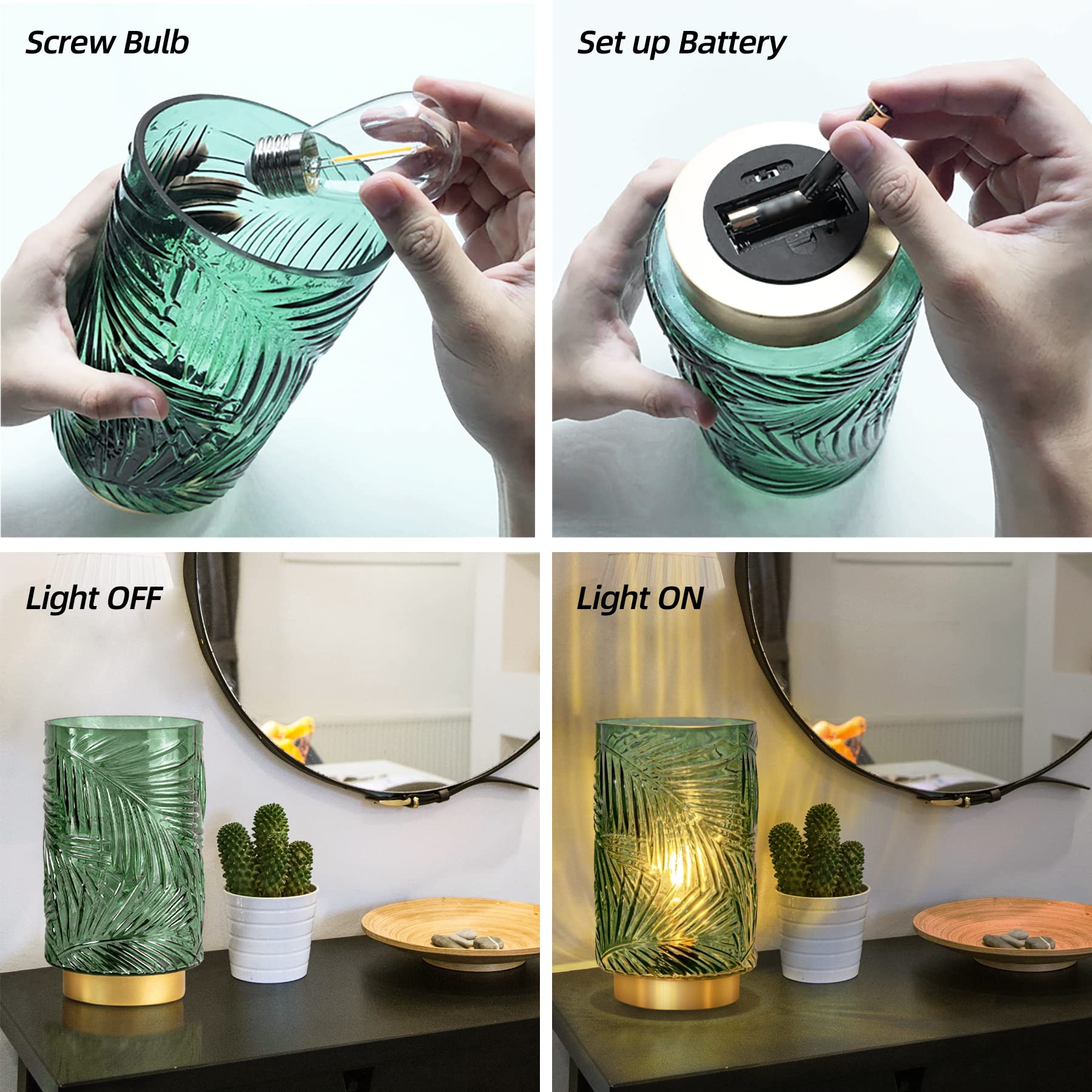 Battery Operated Table Cordless Lamps for Home Decor, Nightlight with LED Bulb with Timer, Decorative Lights for Living Room Bedroom Tabletop Entryway Centerpiece Gift